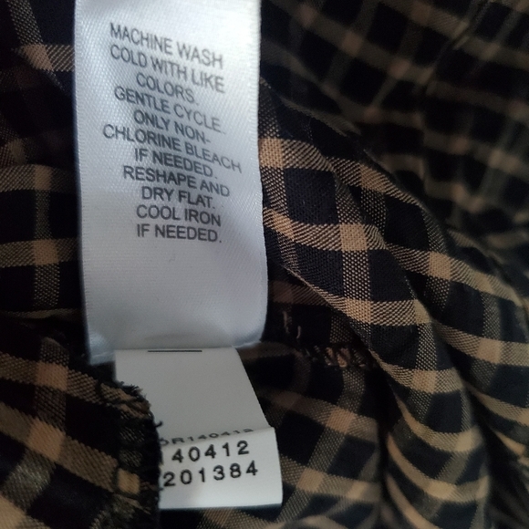 J Jill Mixed Media Black Tan Plaid Long Sleeve Dress Womens MP Medium Petite - Picture 7 of 16